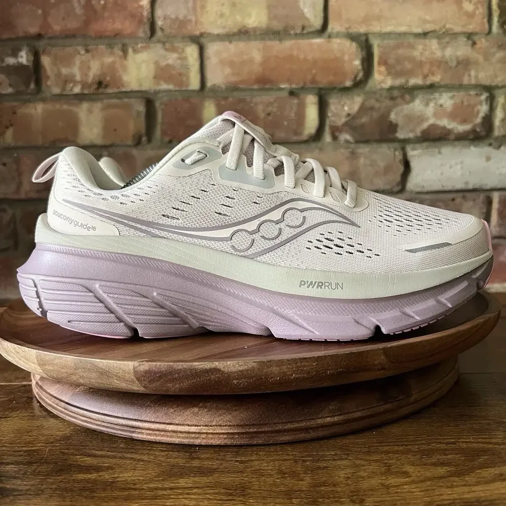 Saucony Guide 18 Cushioned Women Size 9 Cream Lavender Running Shoes Sneakers
